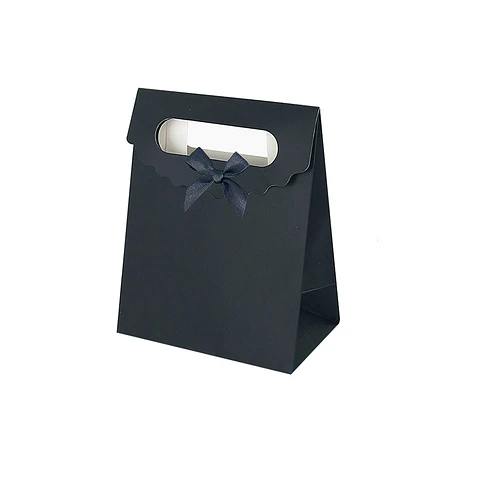 Bolsa de regalo negra con asa y lazo M 32*24*11cm 12pcs