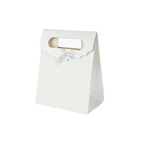 Bolsa de regalo blanca con asa y lazo S 27*19*9cm 12pcs