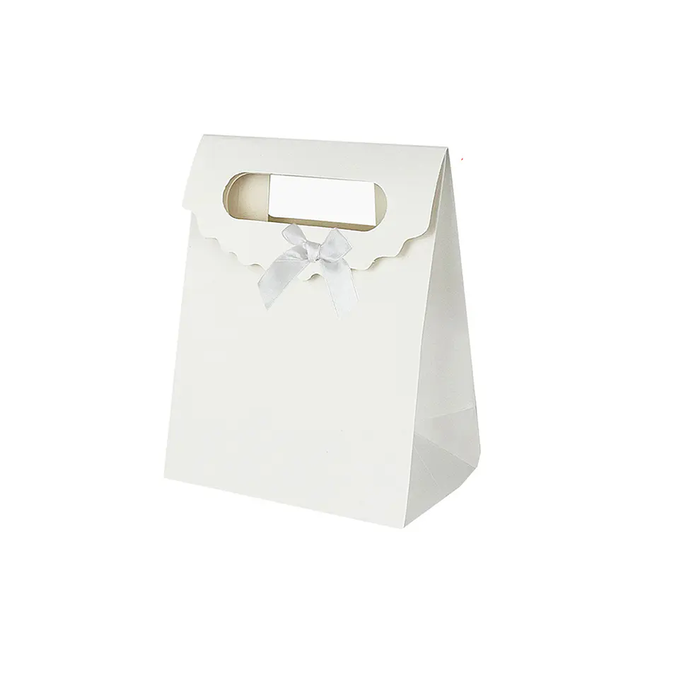 Bolsa de regalo blanca con asa y lazo S 27*19*9cm 12pcs 1
