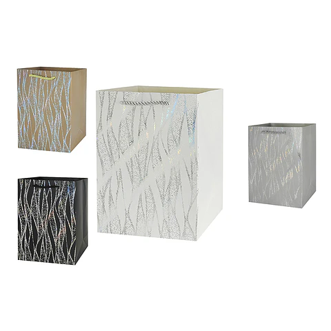 Bolsa de regalo con diseño de ondas holográficas L 44*31*12cm 12pcs Color Aleatorio