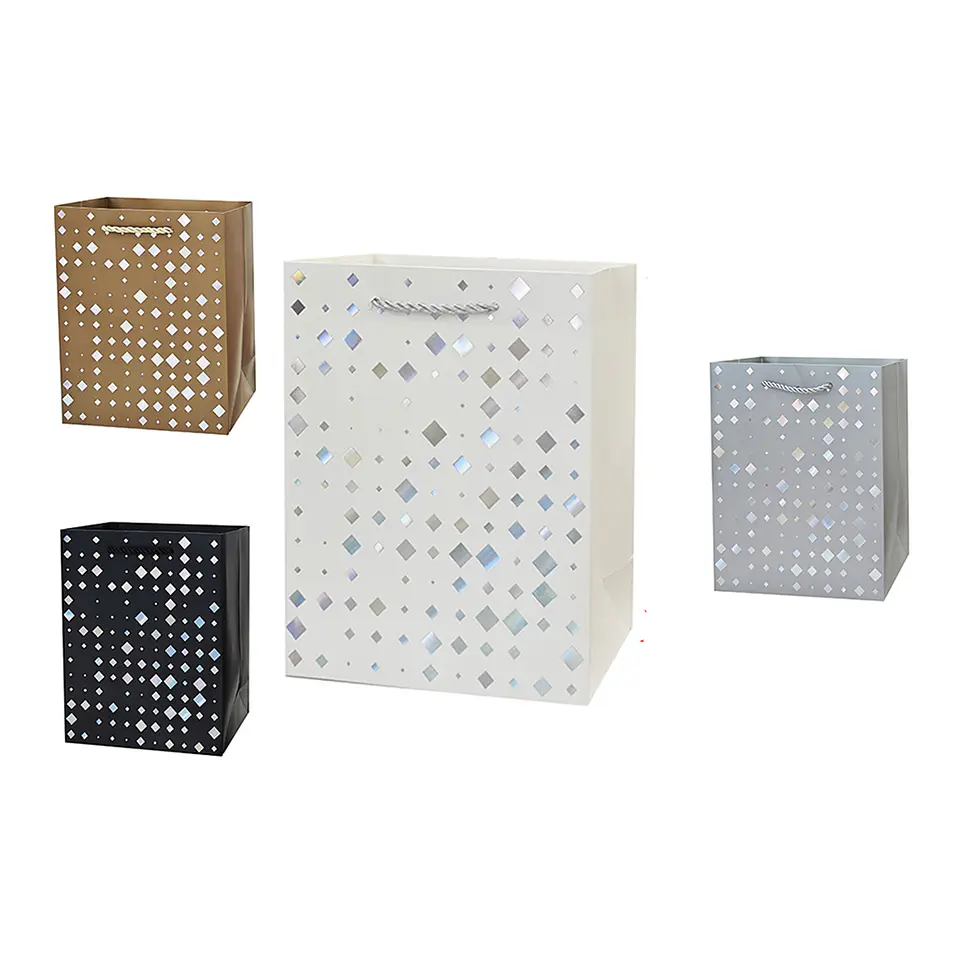 Bolsa de regalo con diseño de rombos M 32*26*12cm 12pcs Color Aleatorio 1