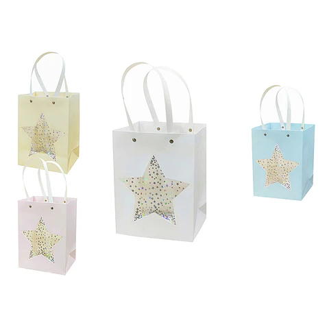 Bolsa de regalo con con ventana de estrella S 23*18*10cm 12pcs Color Aleatorio