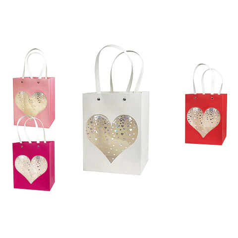 Bolsa de regalo con con ventana de corazón M 32*26*12cm 12pcs Color Aleatorio