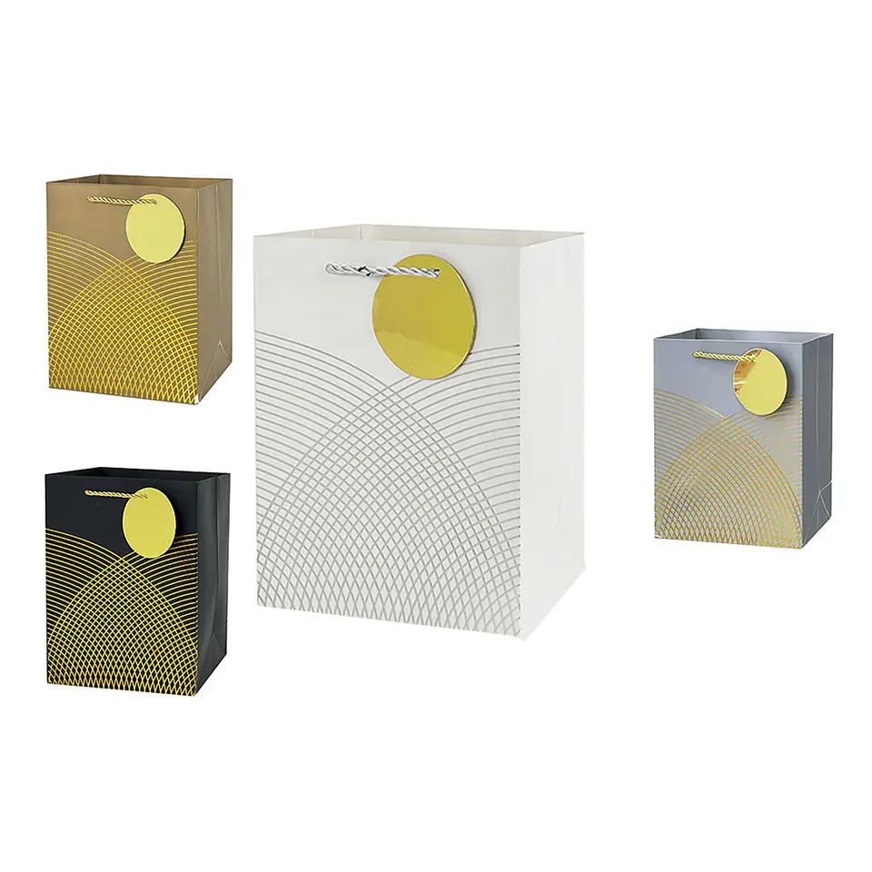 Bolsa de regalo con patrón de círculos cruzados S 23*18*10cm 12pcs Color Aleatorio 1