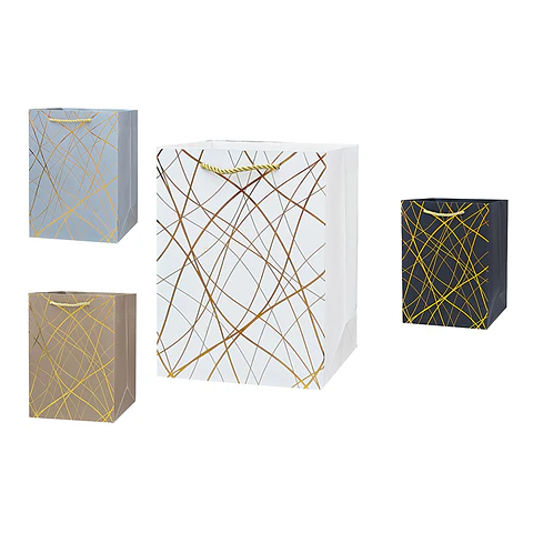 Bolsa de regalo con líneas abstractas doradas L 44*31*12cm 12pcs Color Aleatorio