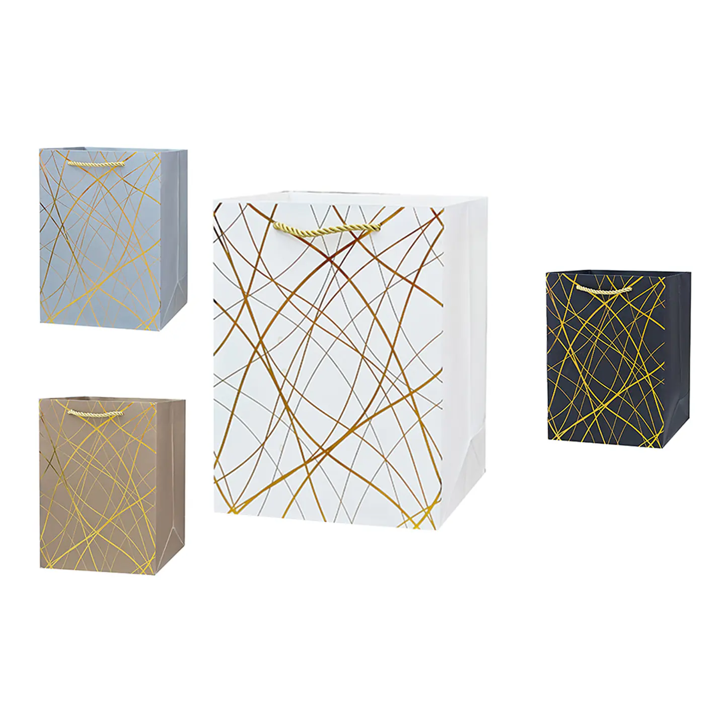 Bolsa de regalo con líneas abstractas doradas L 44*31*12cm 12pcs Color Aleatorio 1