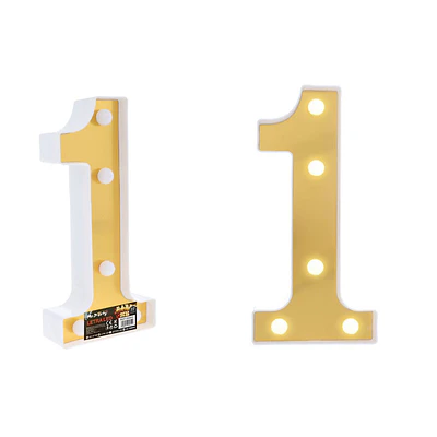 Número 1 dorado con luz LED 22cm