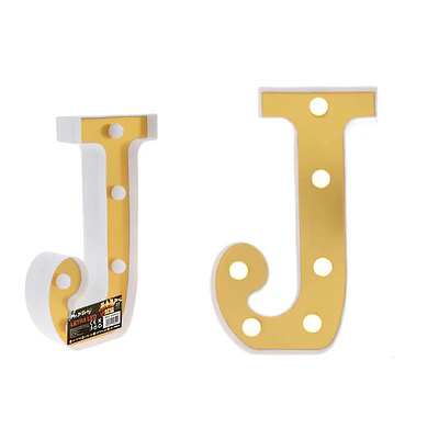 Letra J dorada con luz LED 22cm