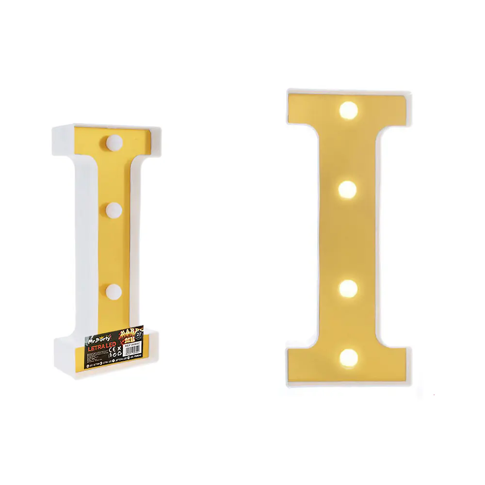 Letra I dorada con luz LED 22cm