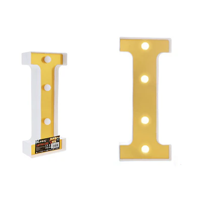 Letra I dorada con luz LED 22cm