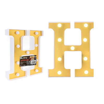 Letra H dorada con luz LED 22cm