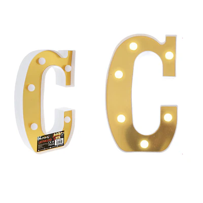Letra C dorada con luz LED 22cm