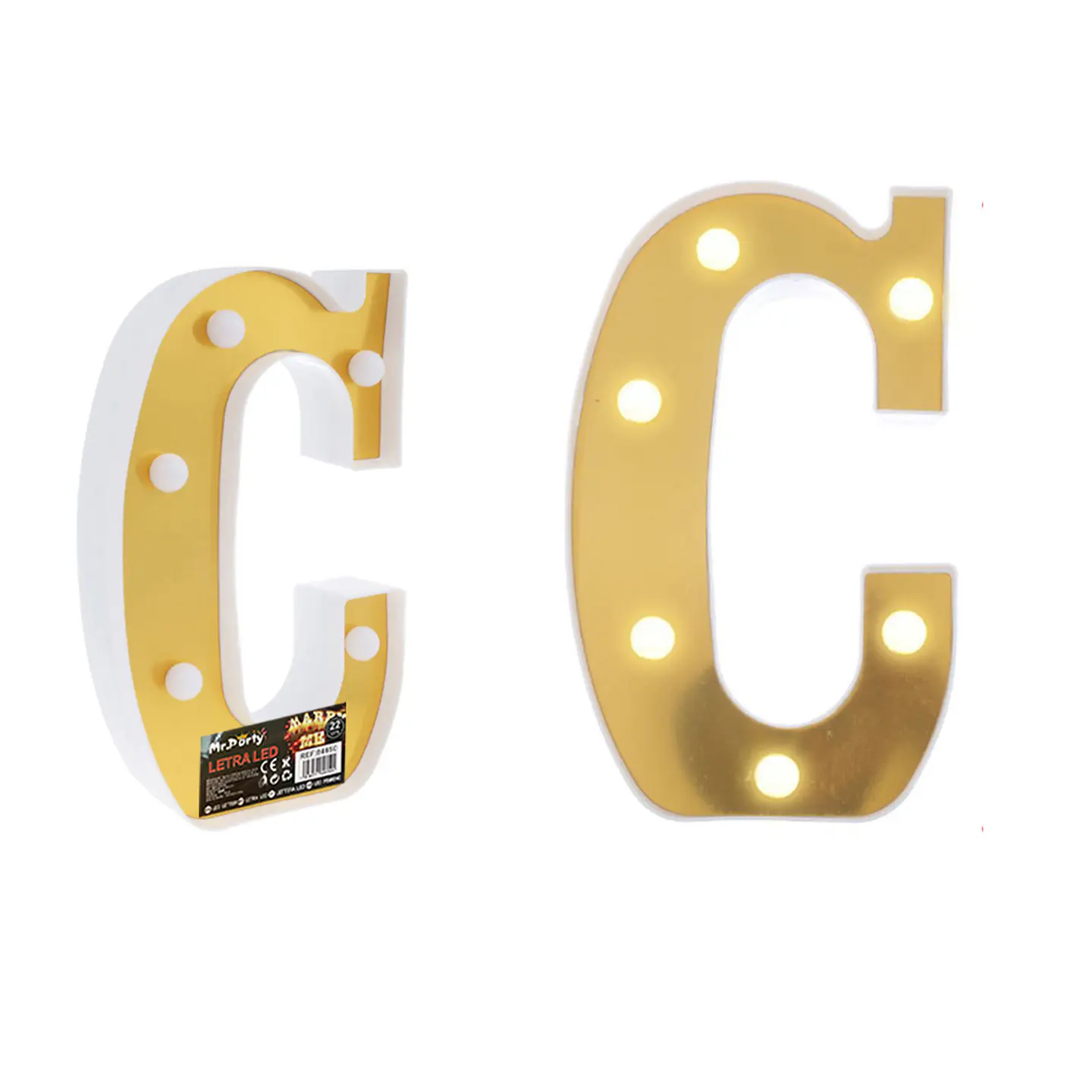 Letra C dorada con luz LED 22cm 1