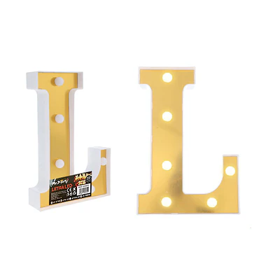 Letra L dorada con luz LED 22cm