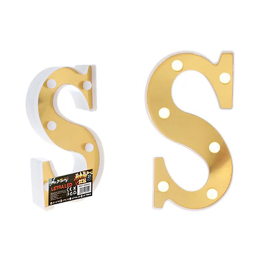Letra S dorada con luz LED 22cm