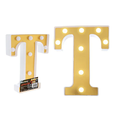 Letra T dorada con luz LED 22cm