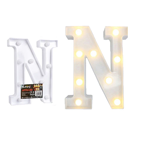 Letra N con luz led 22cm