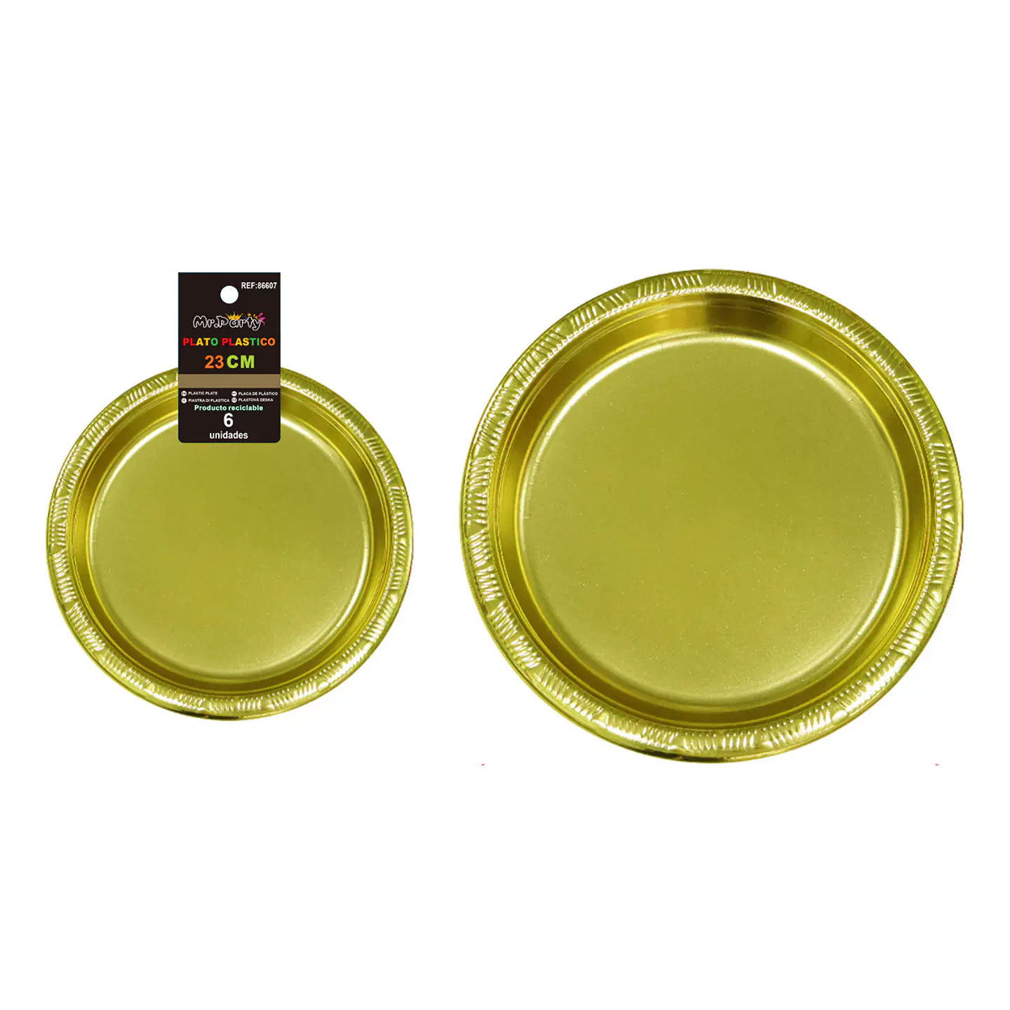 Platos plásticos dorado 23cm 6pcs 1
