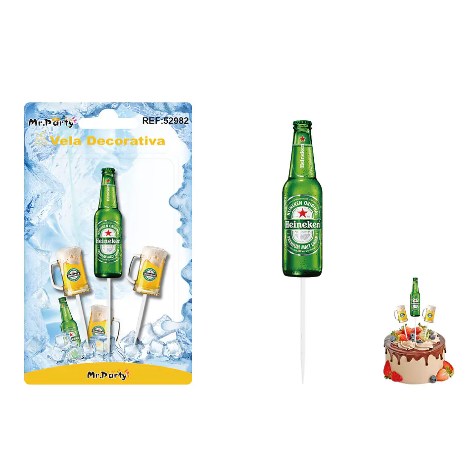 Vela decorativa de cerveza 1.5*5.3cm 3pcs 1