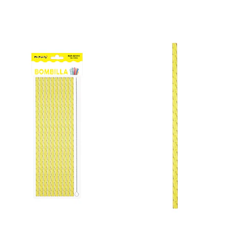 Bombilla reutilizable diseño diamante PETG amarilla 23cm*0.7cm 10pcs + cepillo