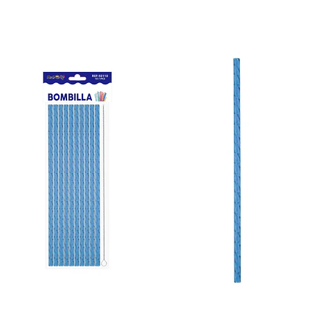 Bombilla reutilizable diseño diamante PETG azul 23cm*0.7cm 10pcs + cepillo