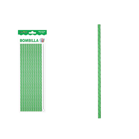 Bombilla reutilizable diseño diamante PETG verde 23cm*0.7cm 10pcs + cepillo