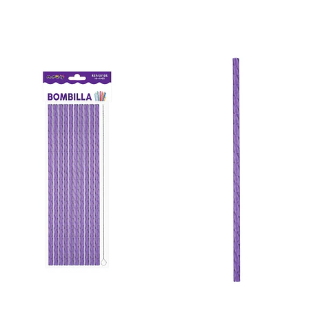 Bombilla reutilizable diseño diamante PETG morada 23cm*0.7cm 10pcs + cepillo