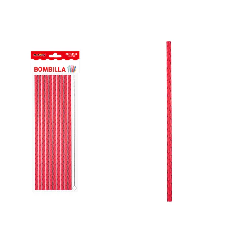 Bombilla reutilizable diseño diamante PETG roja 23cm*0.7cm 10pcs + cepillo