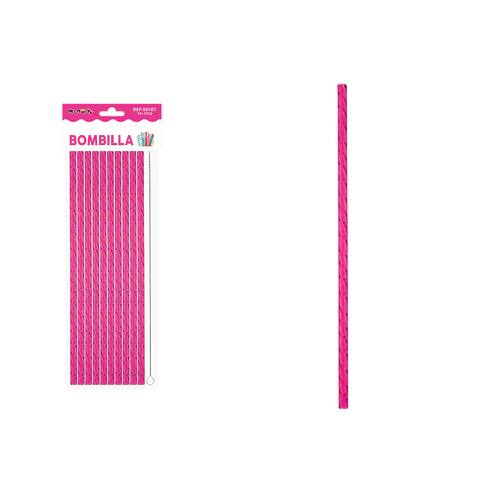 Bombilla reutilizable diseño diamante PETG rosa 23cm*0.7cm 10pcs + cepillo