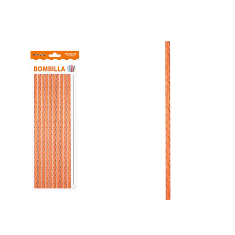 Bombilla reutilizable diseño diamante PETG naranja 23cm*0.7cm 10pcs + cepillo