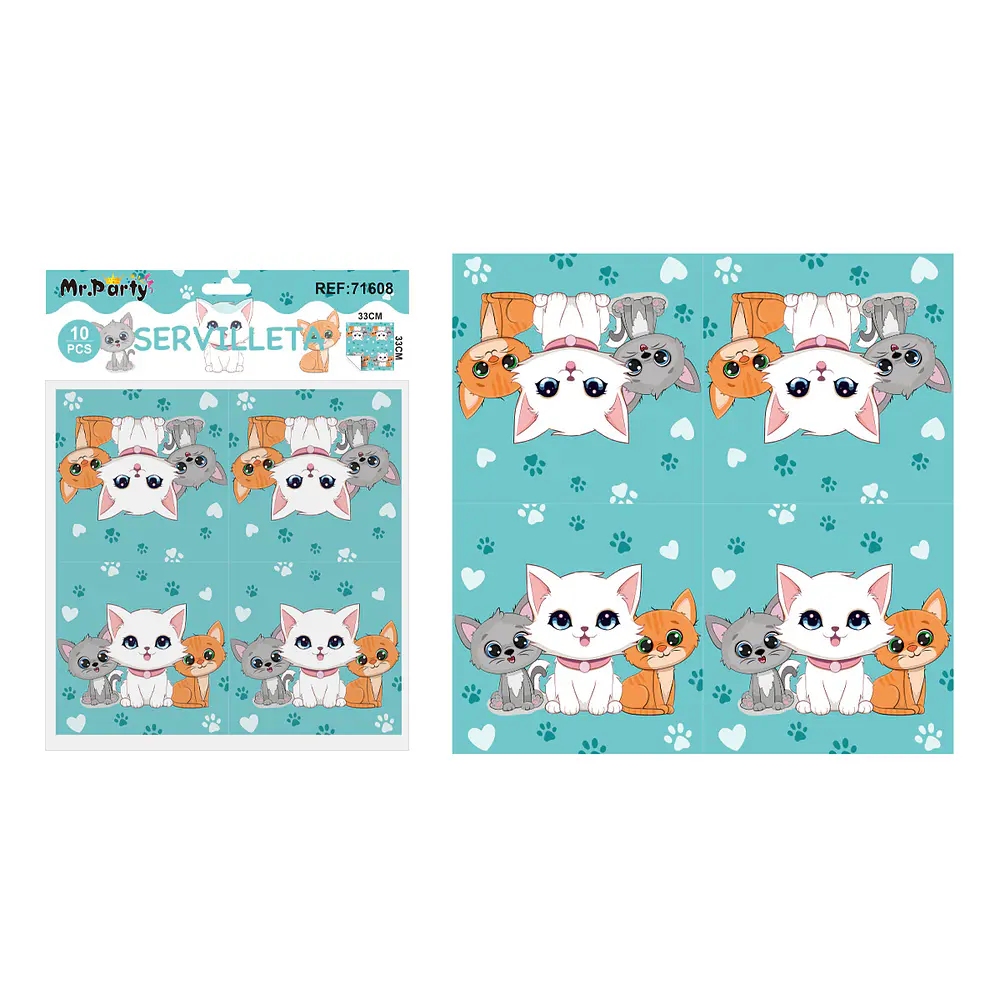 Servilletas gato azul 33*33cm 10pcs