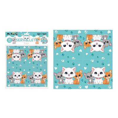 Servilletas gato azul 33*33cm 10pcs
