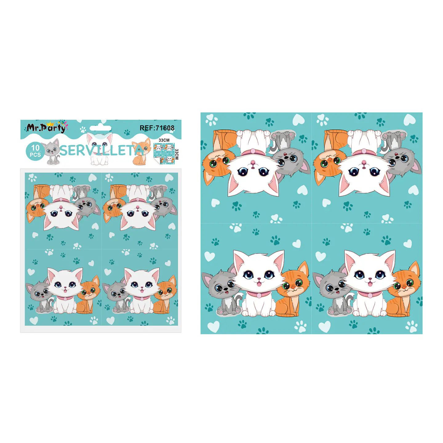 Servilletas gato azul 33*33cm 10pcs 1