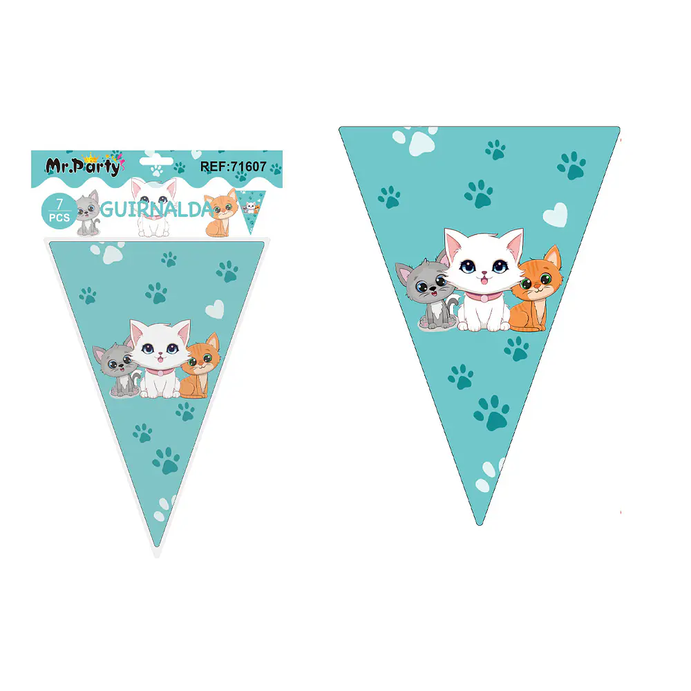 Banderines triangulares gato azul 14*20cm 7pcs