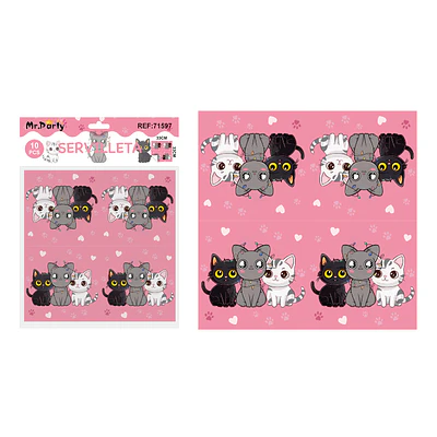 Servilletas gato rosa 33*33cm 10pcs