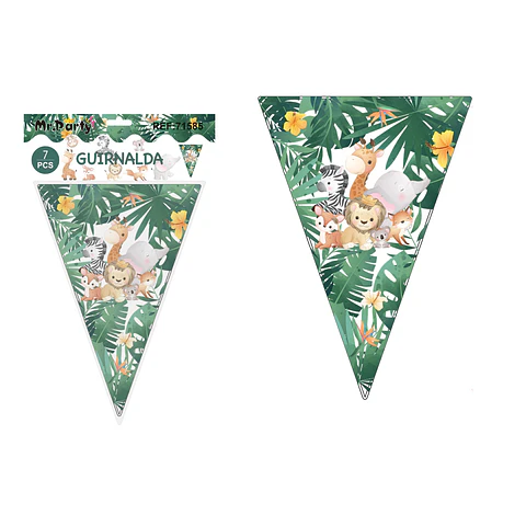 Banderines triangulares animales de la jungla 14*20cm 7pcs