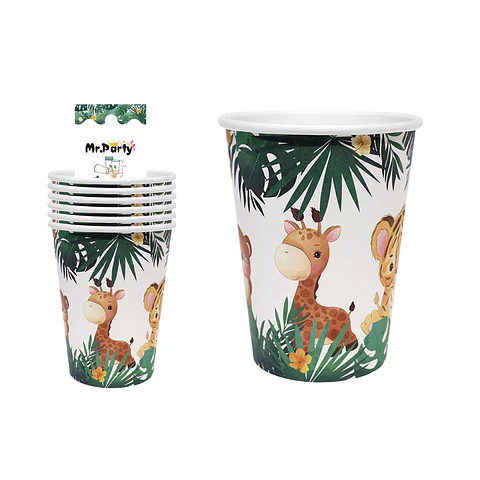 Vasos de papel animales de la jungla 6pcs
