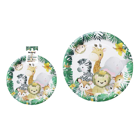 Platos de papel animales de la jungla 18cm 6pcs
