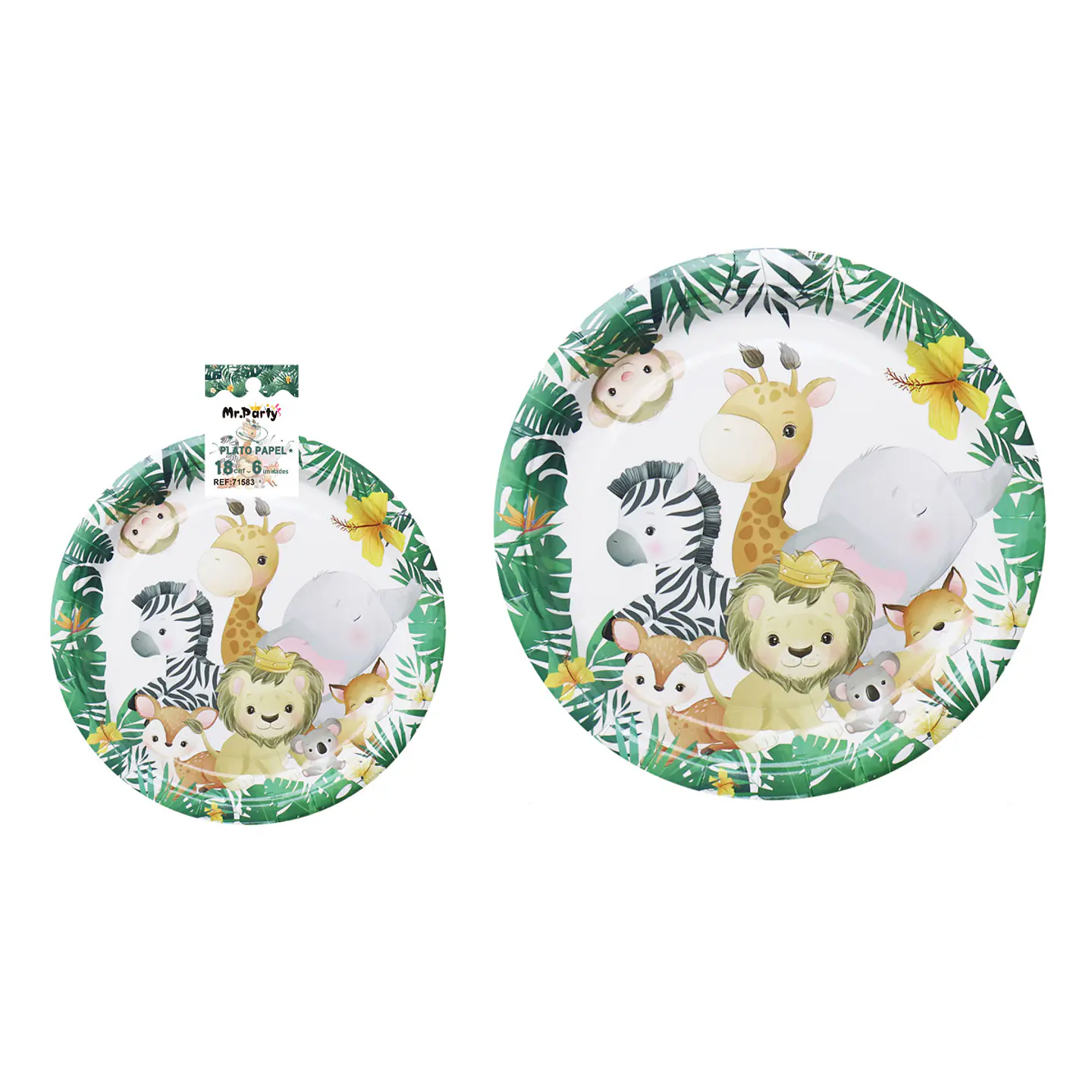 Platos de papel animales de la jungla 18cm 6pcs 1
