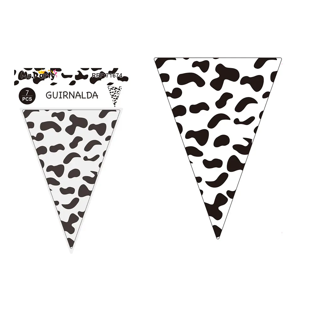 Banderines triangulares patrón de vaca 14*20cm 7pcs