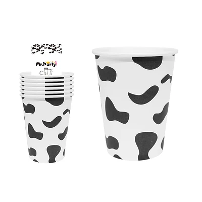 Vasos de papel patrón de vaca 6pcs