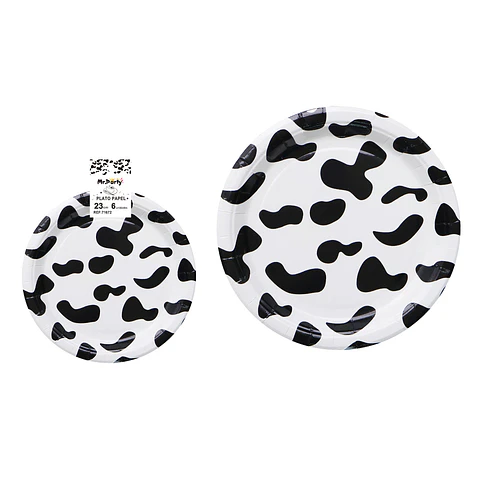 Platos de papel patrón de vaca 23cm 6pcs