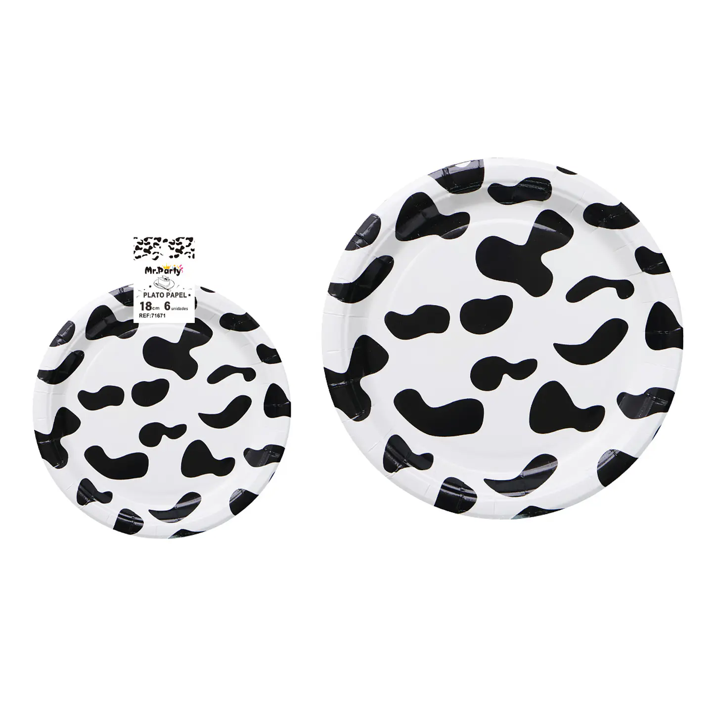 Platos de papel patrón de vaca 18cm 6pcs 1