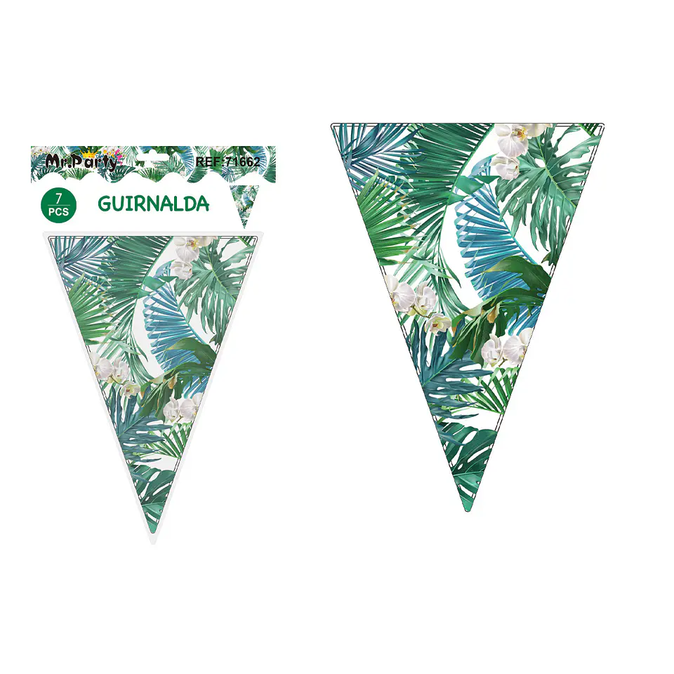 Banderines triangulares palma tropical festiva 14*20cm 7pcs 1