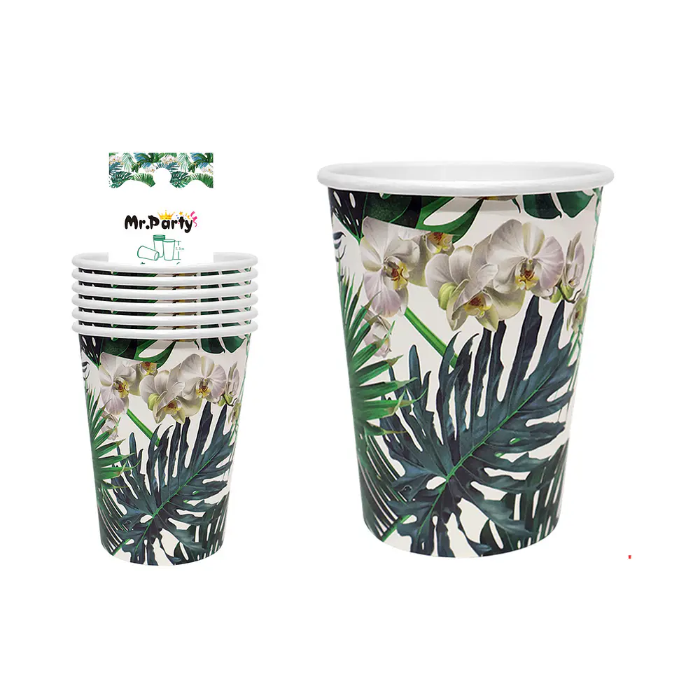 Vasos de papel palma tropical festiva 6pcs
