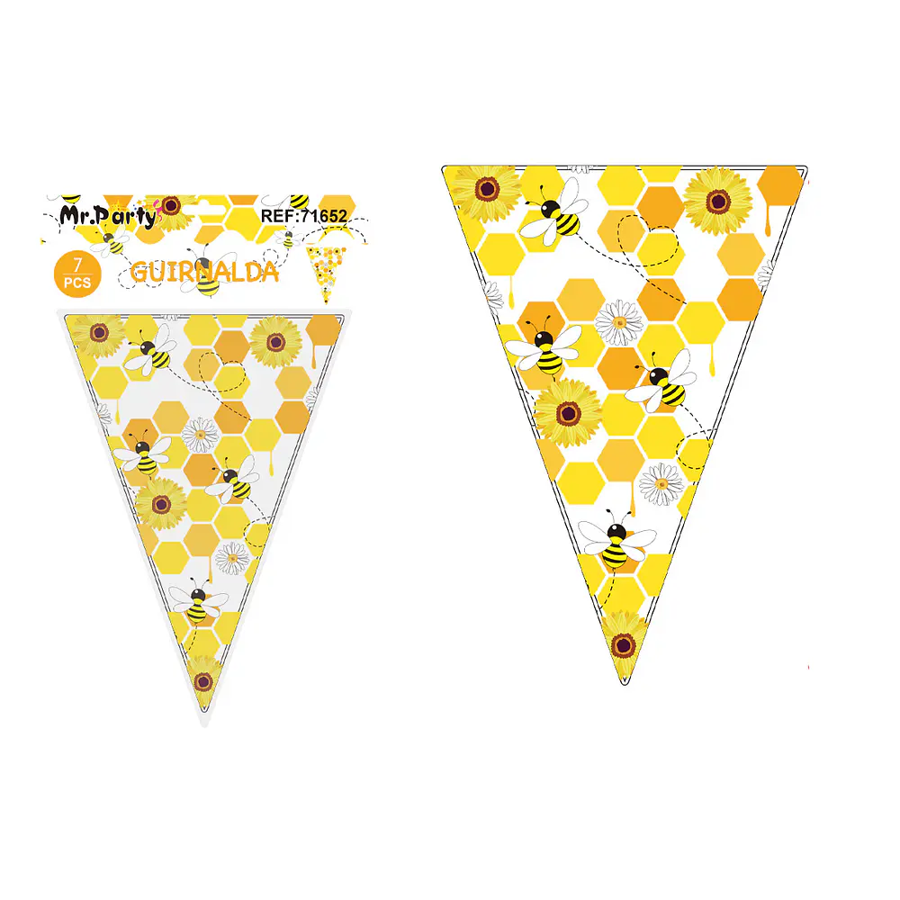 Banderines triangulares abeja 14*20cm 7pcs