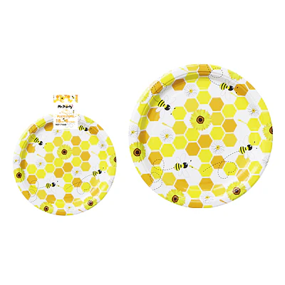 Platos de papel abeja 18cm 6pcs