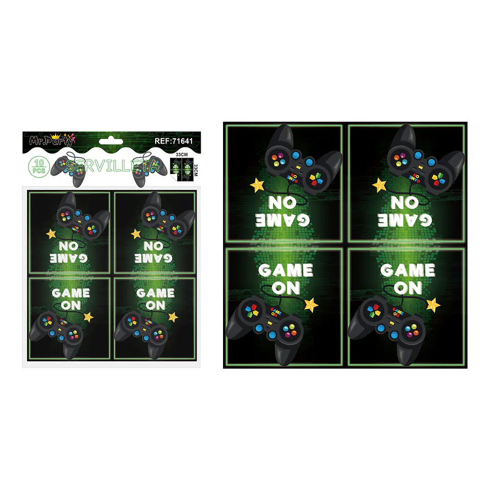 Servilletas videojuego verde 33*33cm 10pcs 1
