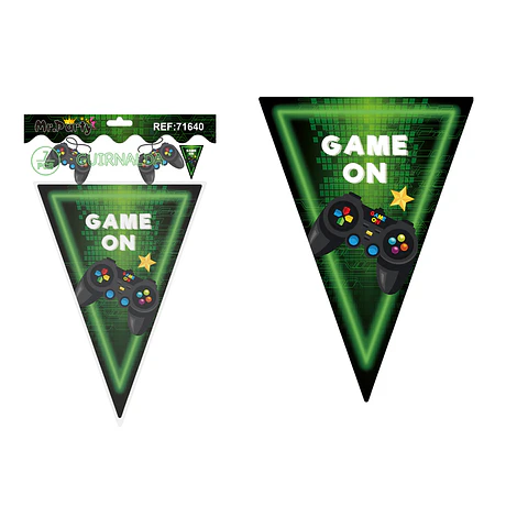 Banderines triangulares videojuego verde 14*20cm 7pcs