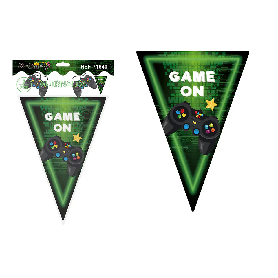 Banderines triangulares videojuego verde 14*20cm 7pcs 1